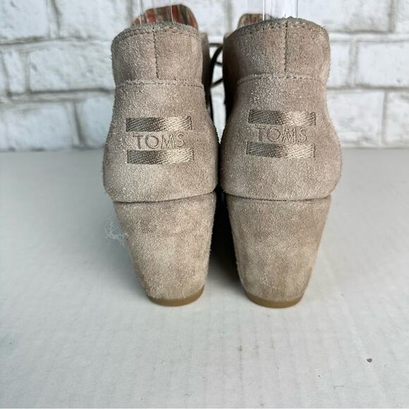 TOMS Booties Wedge Heel Suede Lace Up Ankle Boot Gray Brown 7 - Picture 7 of 13